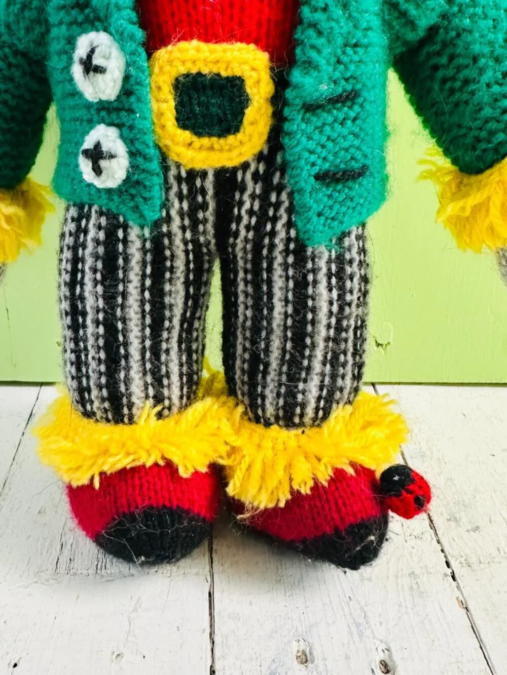 Vintage Jean Greenhowe Sam Scarecrow Hand Knit Doll 13.5